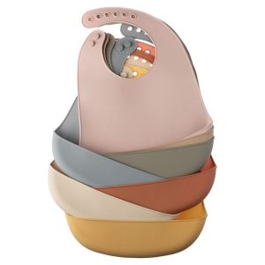 Adjustable Waterproof Silicone Baby Bib with Cartoon Designs