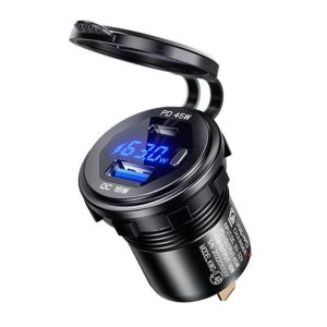 Dual USB Car Charger Socket with Quick Charge 3.0 & Type C