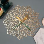 Luxurious Hibiscus Flower Bronzing PVC Table Mat - Heat Resistant, Decorative Placemat for Special Occasions
