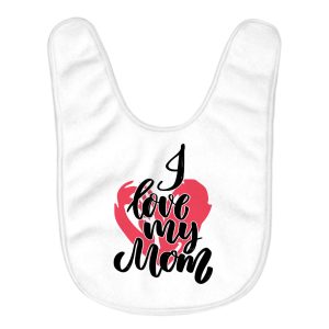 I Love My Mom Baby Bibs - Heart Design Baby Feeding Bibs - Cute Bibs for Eating
