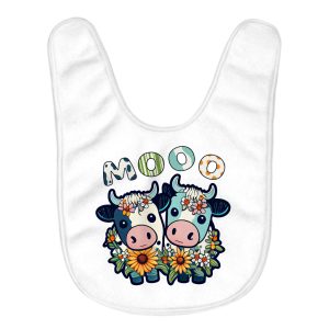 Moo Cow Baby Bibs - Cute Baby Feeding Bibs - Farm Animal Bibs for Eating