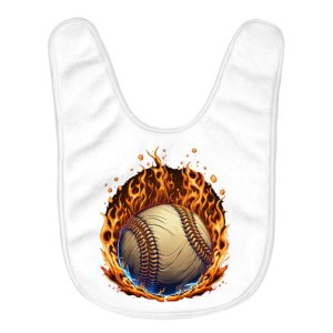 Cool Baseball Baby Bibs - Fire Graphic Baby Feeding Bibs - Graphic Bibs for Eating