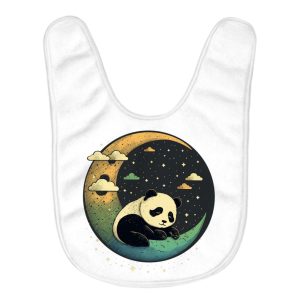 Cute Panda Baby Bibs - Moon Print Baby Feeding Bibs - Illustration Bibs for Eating