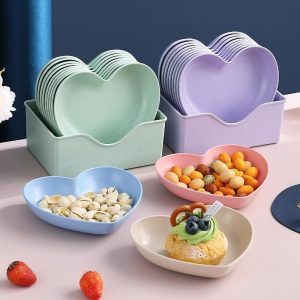 5-Piece Heart-Shaped Spit Bone Dish Set