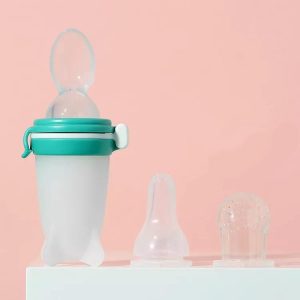 Versatile 3-in-1 Silicone Baby Feeding Bottle - Fruit & Medicine Feeder with Complementary Spoon