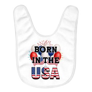 Born in the USA Baby Bibs - American Flag Baby Feeding Bibs - Patriotic Bibs for Eating