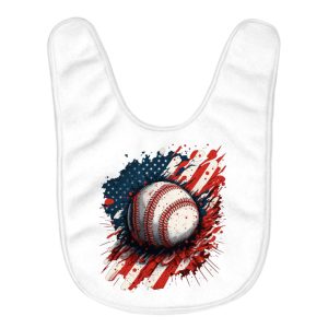 American Flag Baseball Baby Bibs - Patriotic Baby Feeding Bibs - Cool Design Bibs for Eating