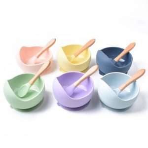 Silicone Baby Feeding Bowl & Spoon Set - Waterproof, Non-Slip, BPA-Free