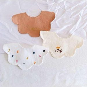 Waterproof Floral Cotton Baby Bibs - Fashionable Unisex Burp Cloths for 0-12 Months
