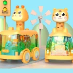 Baby Animal Toy Cars with Light-Up Gears: Interactive Educational Play for Toddlers