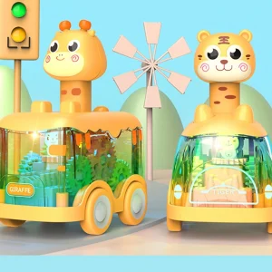 Baby Animal Toy Cars with Light-Up Gears: Interactive Educational Play for Toddlers