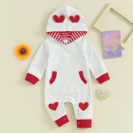 Baby Girls' Valentine's Day Heart Print Hooded Romper