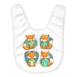 Kawaii Fox Baby Bibs - Cartoon Design Baby Feeding Bibs - Animal Bibs for Eating