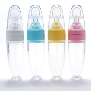 Safe & Easy Baby Feeding Bottle with Silicone Spoon – Ideal for Newborns & Infants
