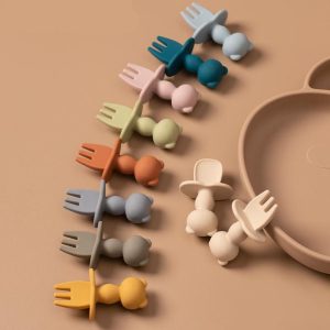 Infant Soft Silicone Panda Fork & Spoon Set: Perfect Training Tableware