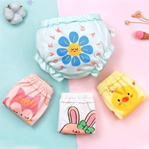 Eco-Friendly Cartoon Animal Cotton Cloth Diapers for Newborn Girls