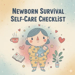 Newborn Survival Self-Care Checklist | Printable Digital Download | Tips for Self-Care with Newborn at Home