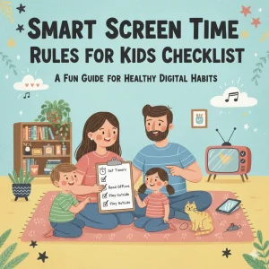 Smart Screen Time Rules for Kids Checklist | Digital Parenting Guide | Printable Family Tech Rules eBook for Healthy Screen Time