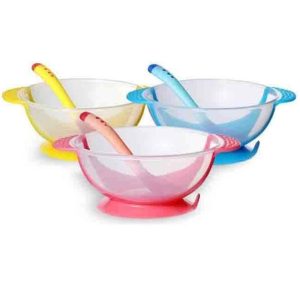Easy-Grip Anti-Slip Baby Feeding Set with Temperature-Sensing Spoon & Suction Bowl